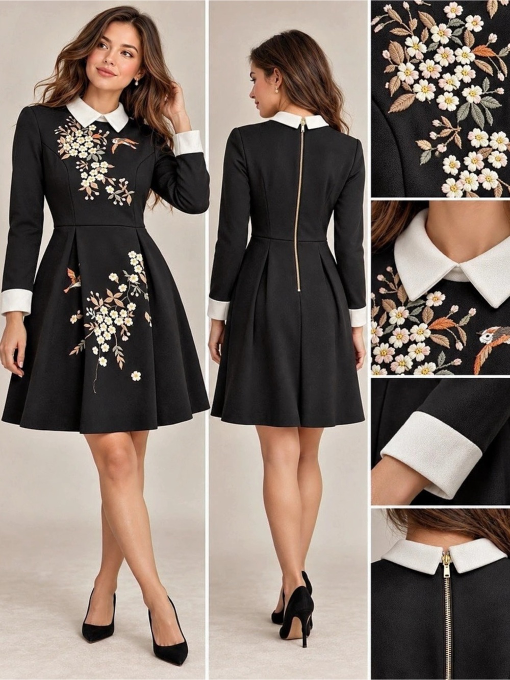Ted Baker Ellan Graceful Embroidered Collar Dress Mini Dress